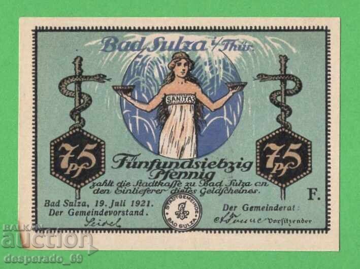 (¯`'•.¸NOTGELD (πόλη Bad Sulza) 1921 - 75 πφένιγκ¸.•'´¯) με τιμή € 0.80 | 1.56 BGN (¯`'•.¸NOTGELD (πόλη Bad Sulza) 1921 - 75 πφένιγκ¸.•'´¯) με τιμή € 0.80 | 1.56 BGN