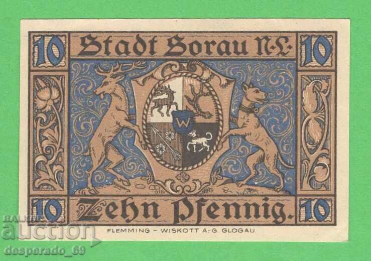 (¯`'•.¸NOTGELD (city Sorau) 1921 UNC -10 pfennig¸.•'´¯) with price 2.70 BGN | € 1.38