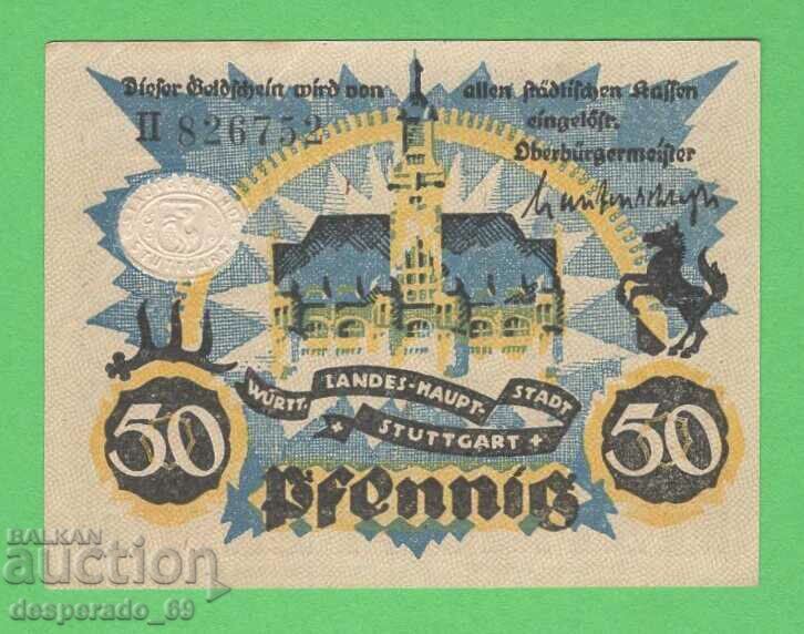 (¯`'•.¸NOTGELD (Stuttgart) 1921 UNC -50 pfennig¸.•'´¯)