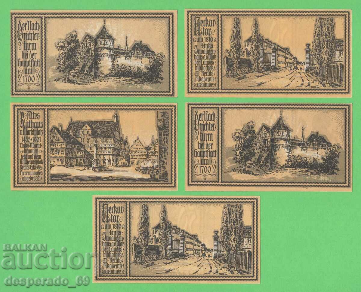 (¯`'•.¸NOTGELD (Stuttgart) 1922 UNC -5 pcs. banknotes •'´¯)