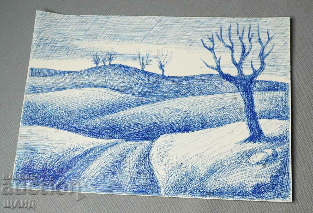 Йото Методиев Рисунка Картина планински пейзаж дървета