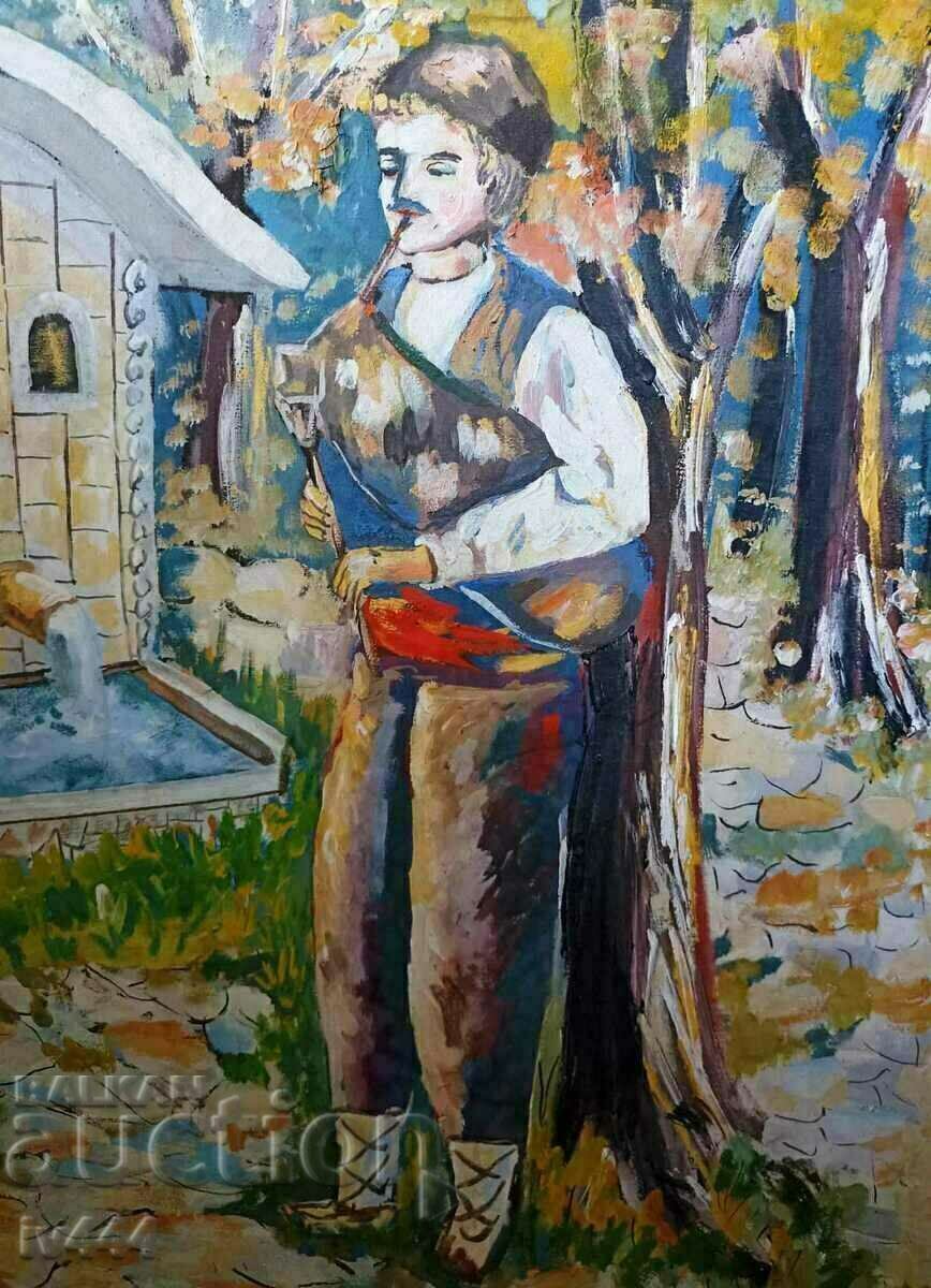 YORDAN CHRISTOV LARGE OLD BULGARIAN OIL PAINTING-GAIDAR with price 800.00 BGN | € 409.03