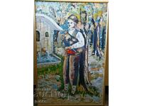 YORDAN CHRISTOV LARGE OLD BULGARIAN OIL PAINTING-GAIDAR