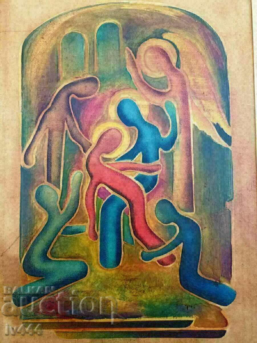 СТЕФАН КАЛАМОВ СТАРА БЪЛГАРСКА МАСЛЕНА КАРТИНА - ОПЛАКВАНЕТО с цена € 200.00 | 391.17 лв. СТЕФАН КАЛАМОВ СТАРА БЪЛГАРСКА МАСЛЕНА КАРТИНА - ОПЛАКВАНЕТО с цена € 200.00 | 391.17 лв.