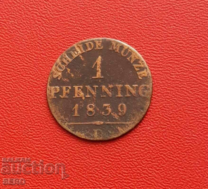 Γερμανία-1 pfennig 1839 D-Düsseldorf-σπάνια