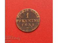 Germany-1 pfennig 1839 D-Düsseldorf-rare