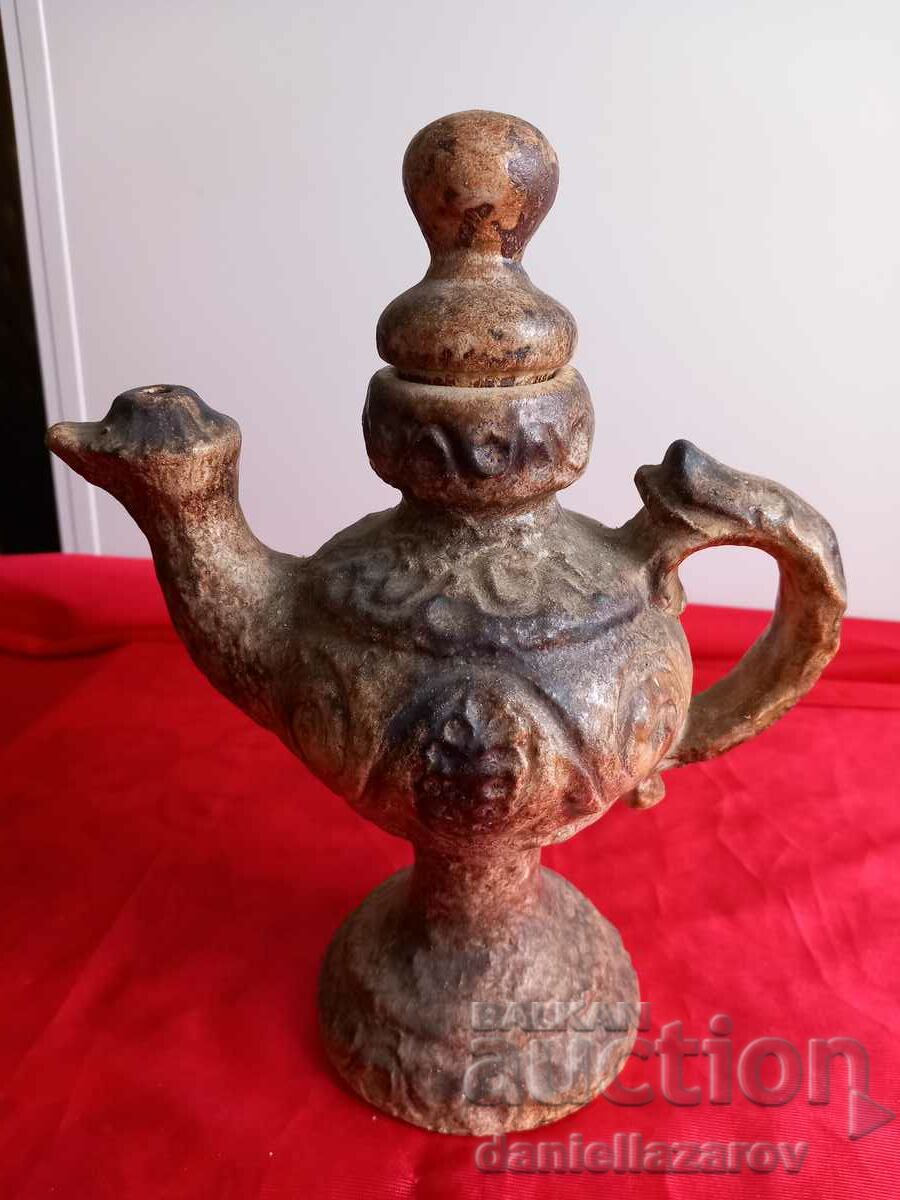 Author's Ceramic Oil Lamp, Marked
