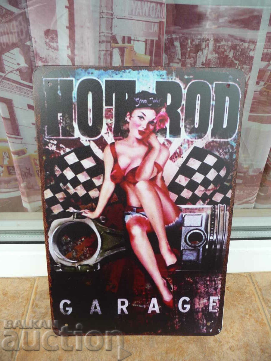 Placă metalică mașină Hot Rod Garage motor tuning chip sexy
