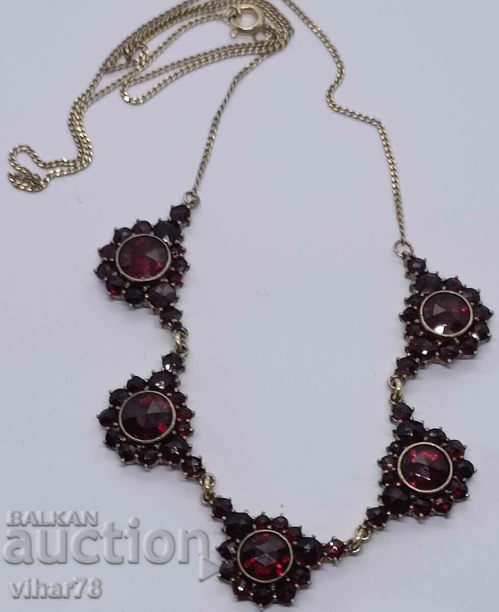GOLD PLATED SILVER NECKLACE WITH GARNET - 5 GOLD PLATED SILVER NECKLACE WITH GARNET - 5