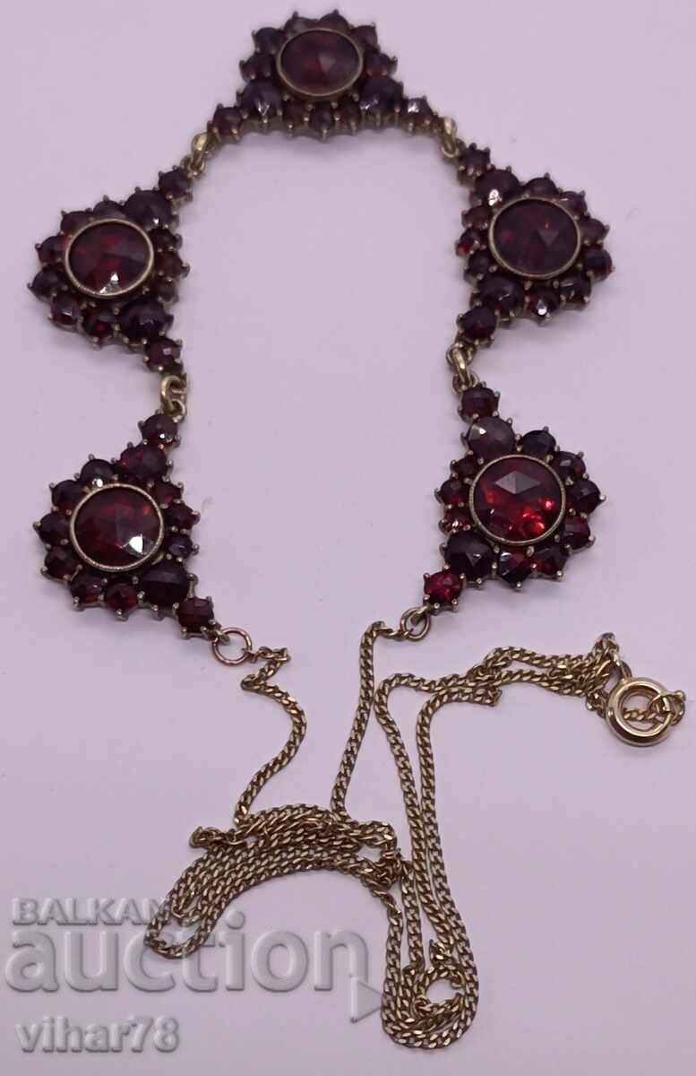 GOLD PLATED SILVER NECKLACE WITH GARNET - 6 GOLD PLATED SILVER NECKLACE WITH GARNET - 6