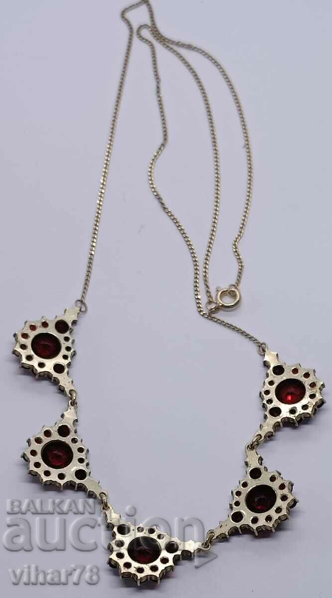 GOLD PLATED SILVER NECKLACE WITH GARNET - 7 GOLD PLATED SILVER NECKLACE WITH GARNET - 7