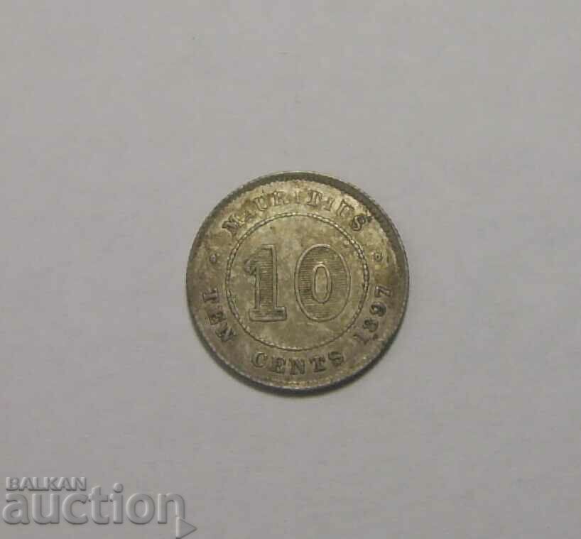 Mauritius 10 cenți 1897 Excelent