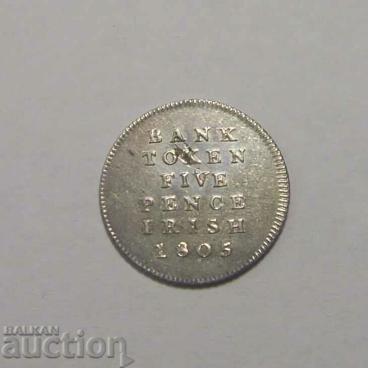 Bank Token Five Pence Irish 1805 монета