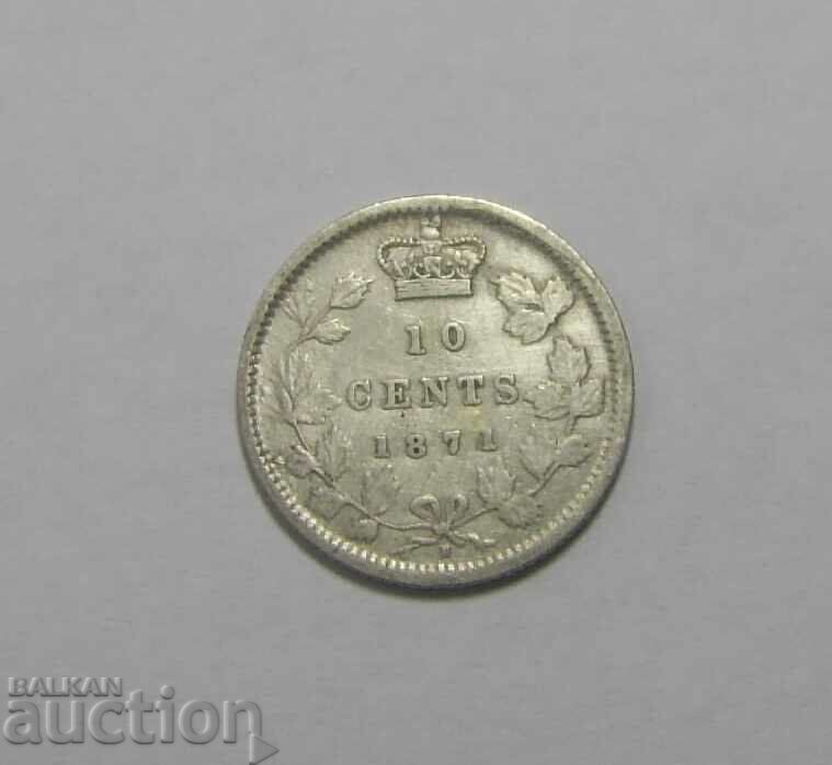 Canada 10 cents 1871 H Rare
