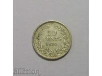 Холандия 10 цента 1874 Отлична