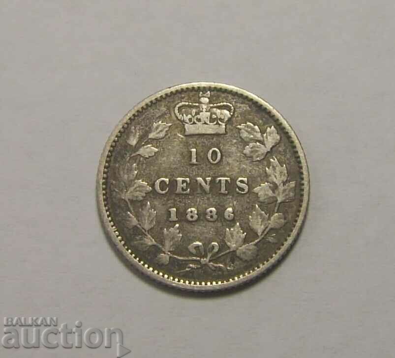 Канада 10 цента 1886 Рядка