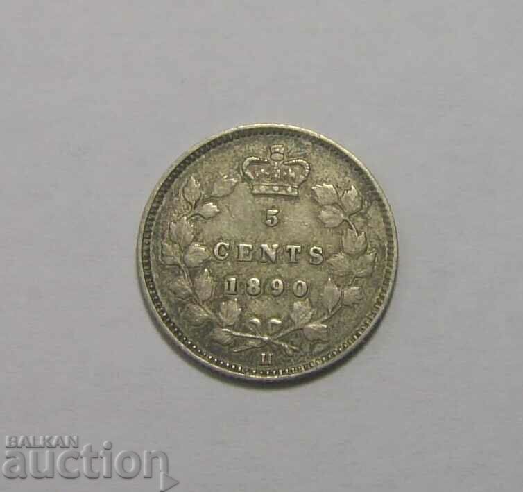 Канада 5 цента 1890 H