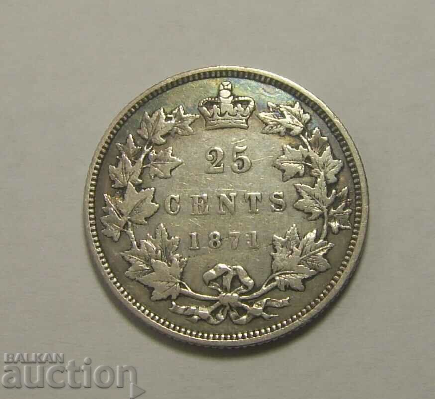 Canada 25 de cenți 1871 Rar