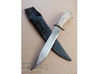 Hunting knife with a deer antler handle