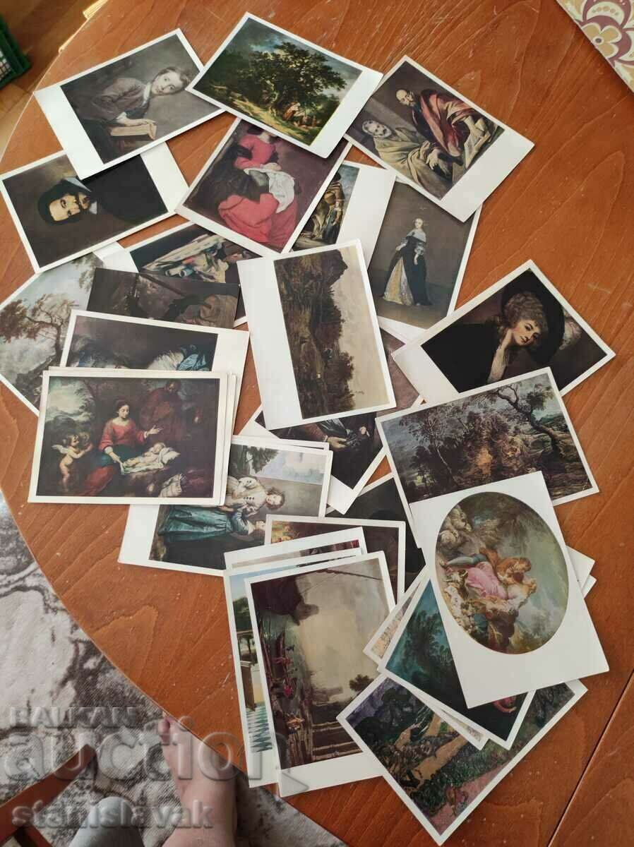 A large lot of cards reproductions of world artists over 20 b