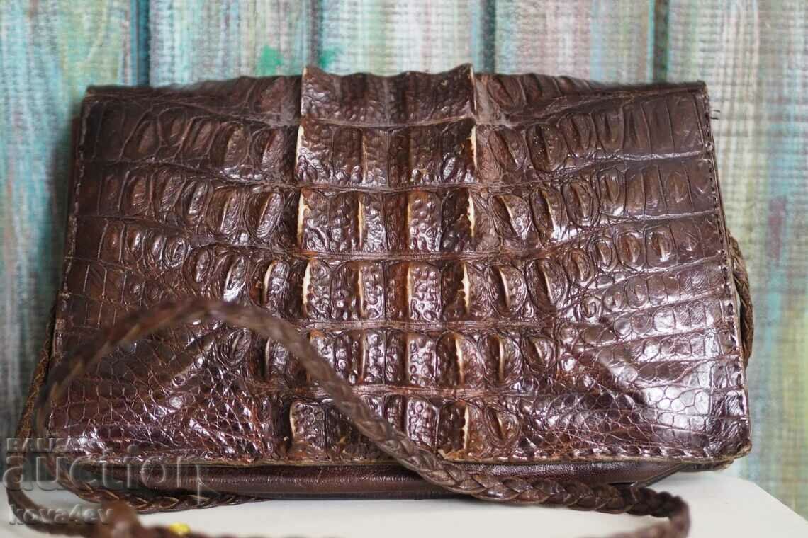 Alligator leather handbag