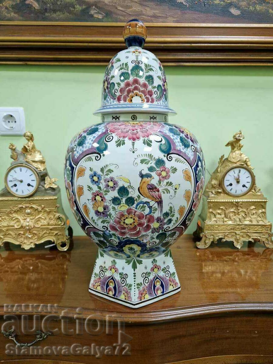 Huge Fine Antique Dutch Delft Urn Bowl Huge Fine Antique Dutch Delft Urn Bowl
