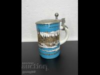 German porcelain mug with zinc lid. #4897