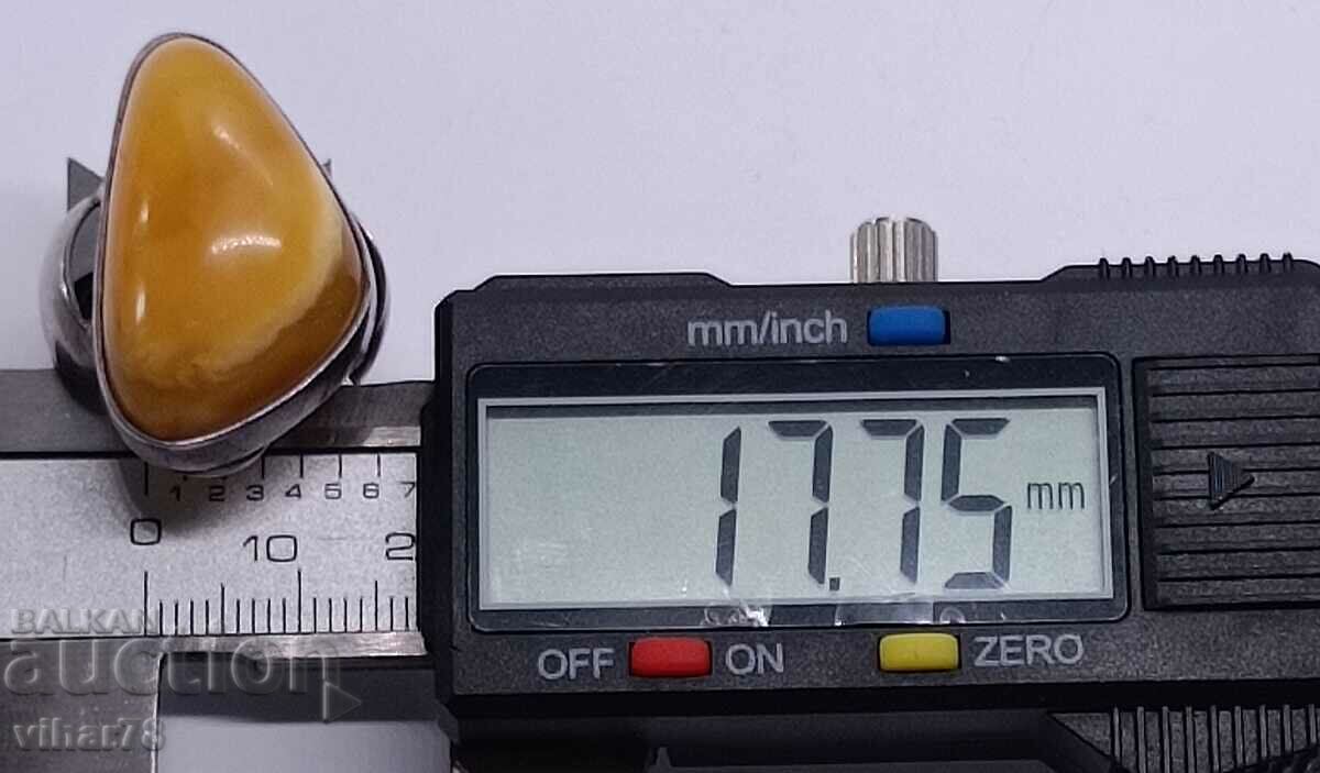 Women's Silver Ring with Amber - 5