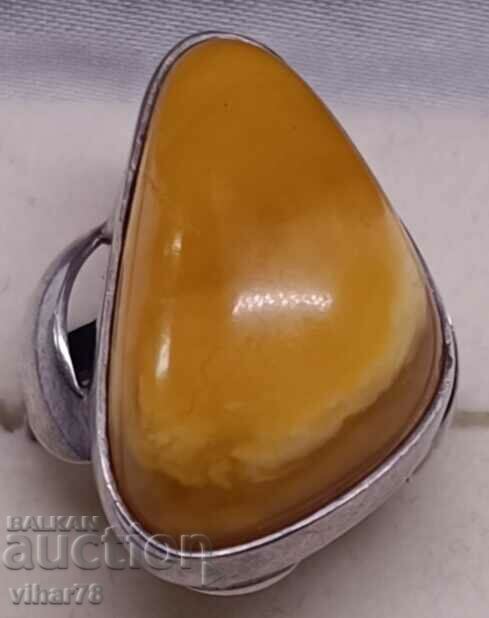Women's Silver Ring with Amber