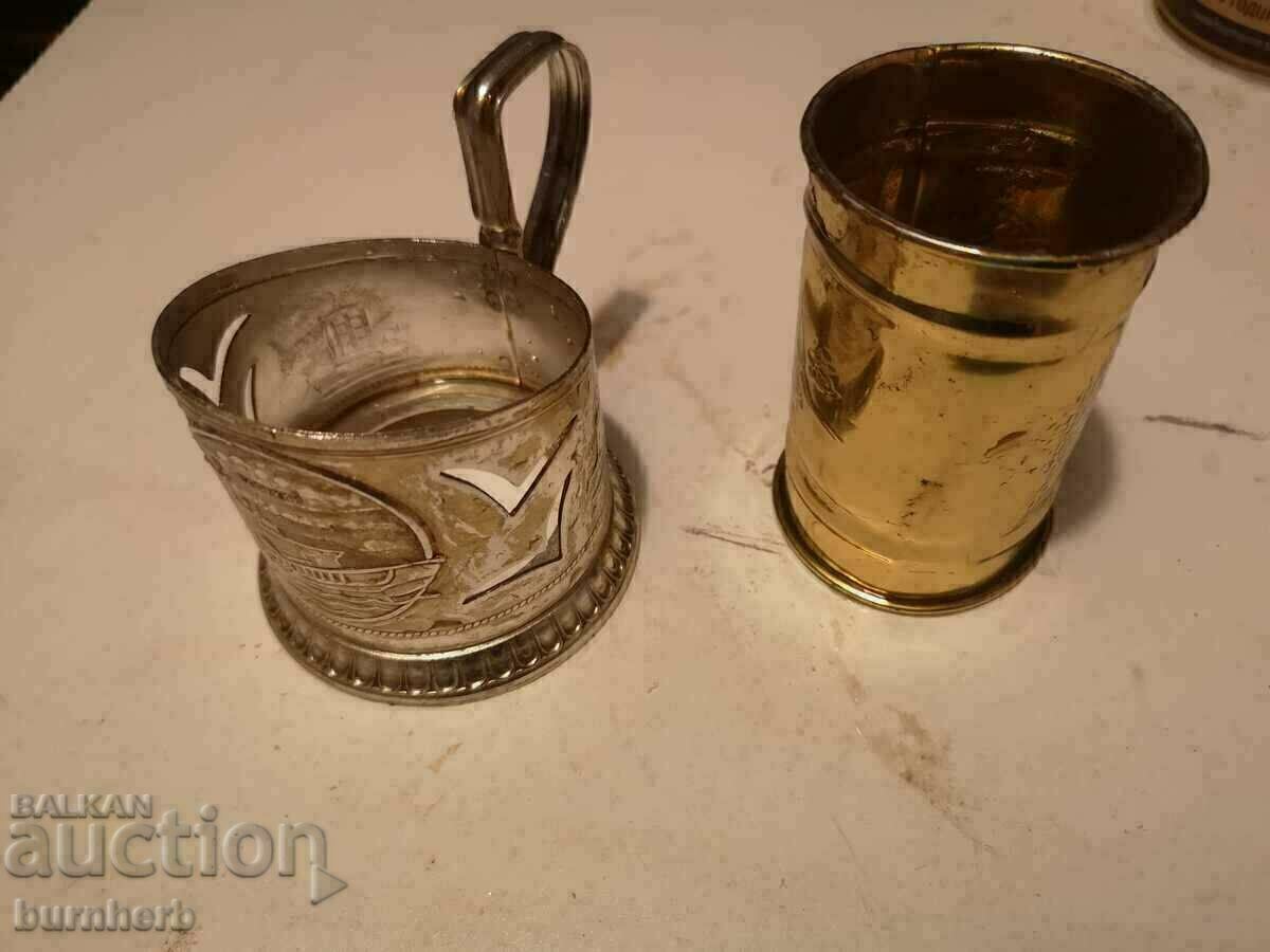 Napkin holder and cup stand - brass