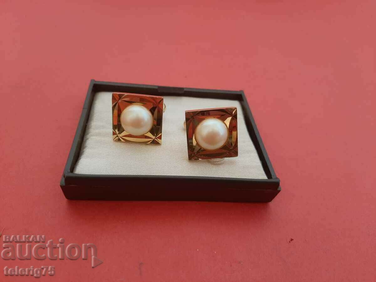 Old Retro Fancy Pearl/Gold Plated Shirt Buttons - 5 Old Retro Fancy Pearl/Gold Plated Shirt Buttons - 5