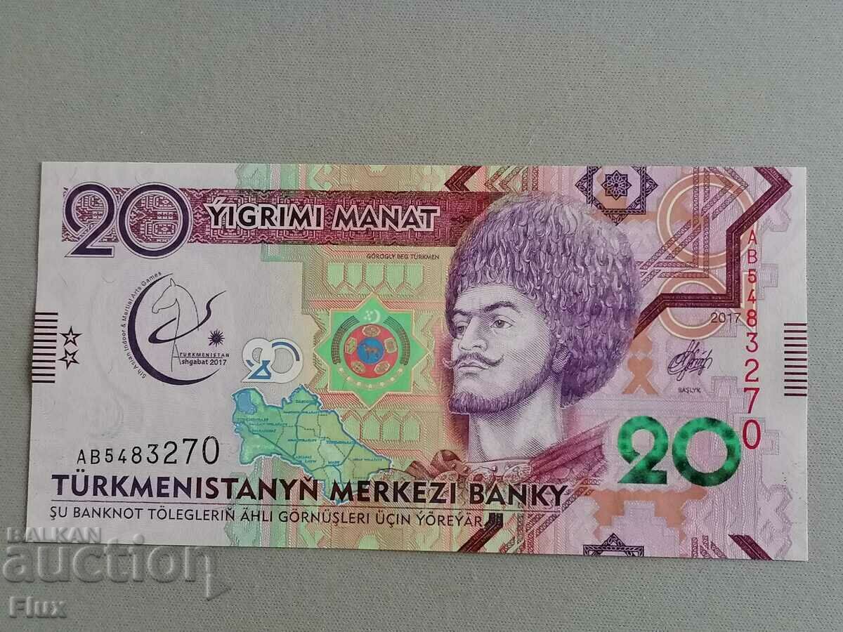 Τραπεζογραμμάτιο - Τουρκμενιστάν - 20 manat UNC | 2017