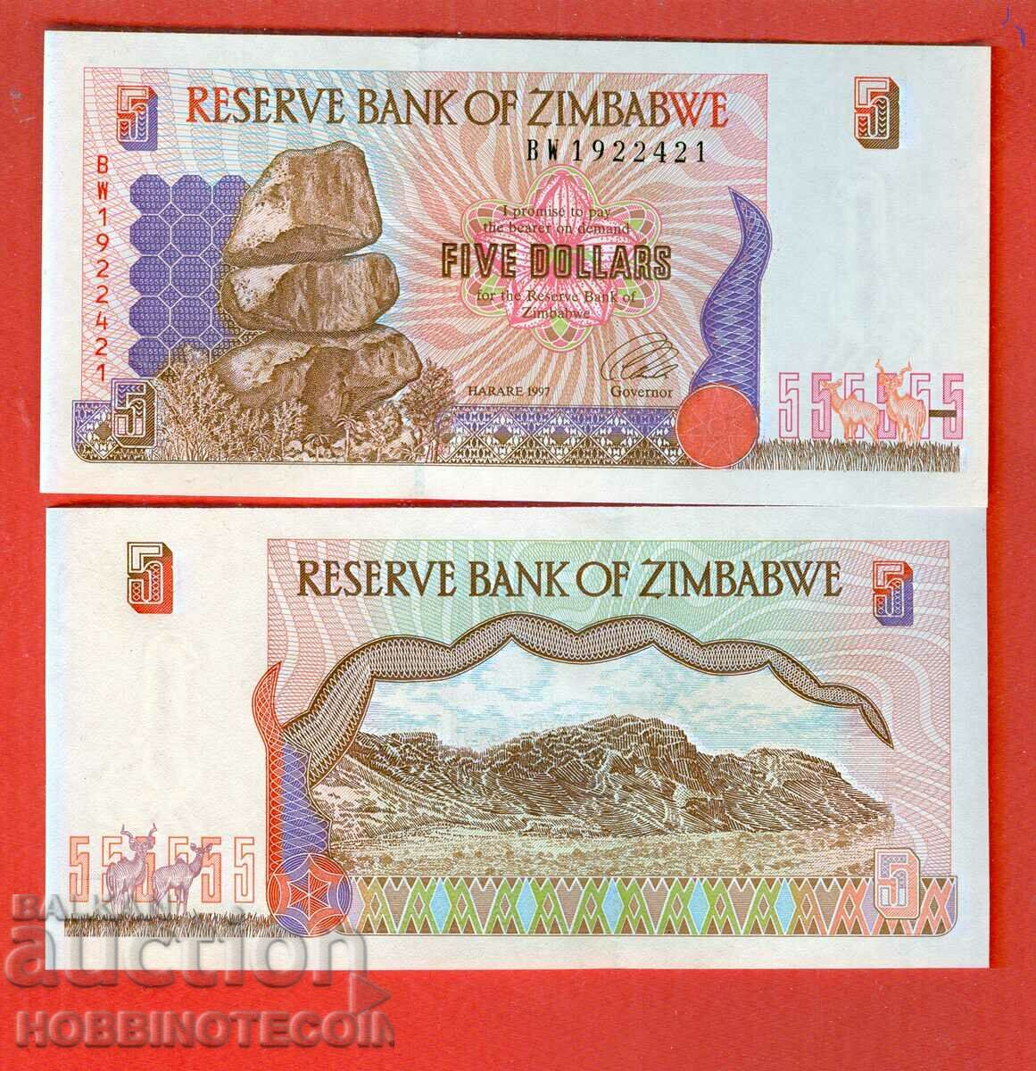 ЗИМБАБВЕ ZIMBABWE 5 $ емисия - issue 1997 НОВА UNC