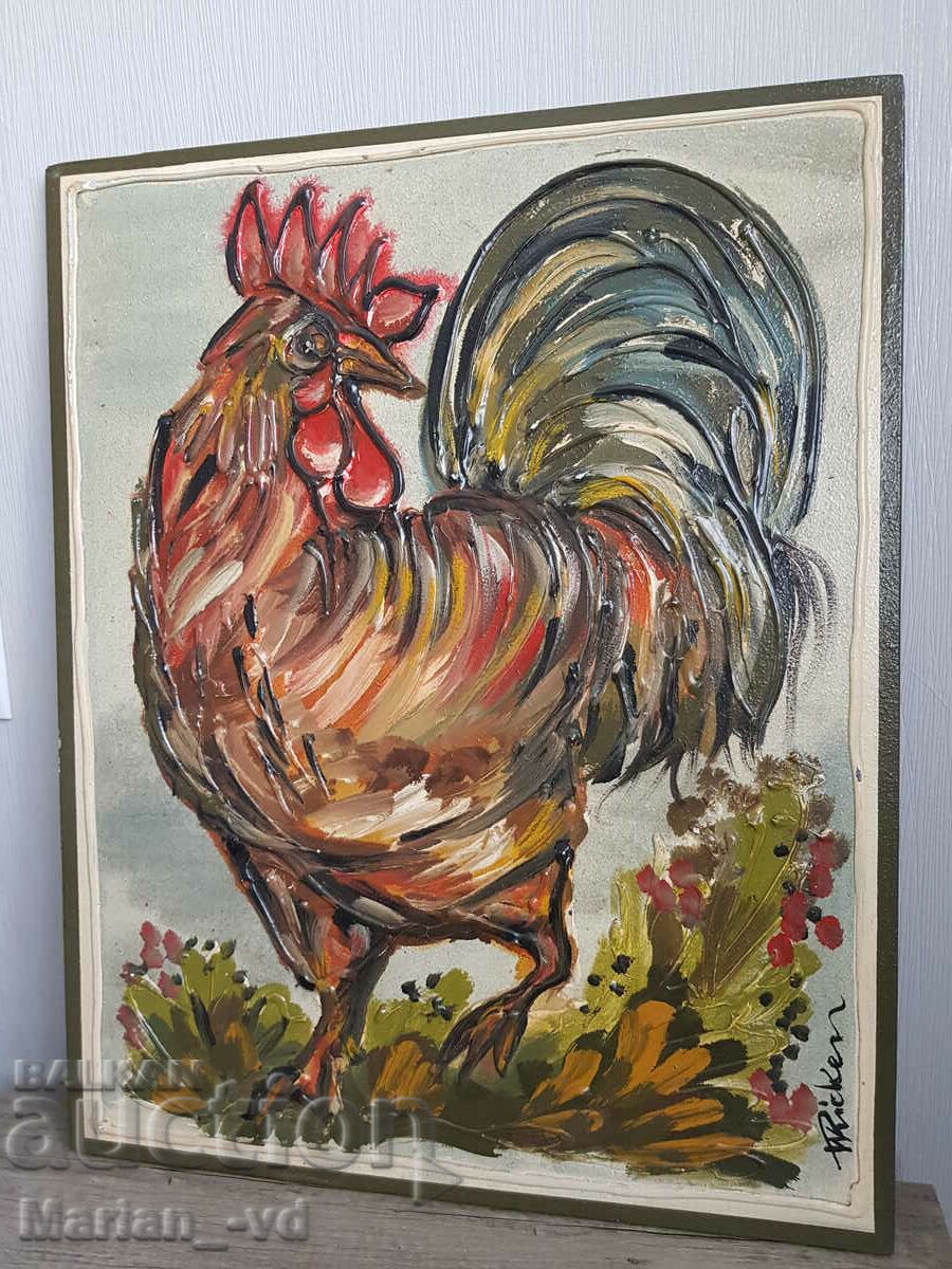 Relief picture painted with oil paints, signed with price 100.00 BGN | € 51.13