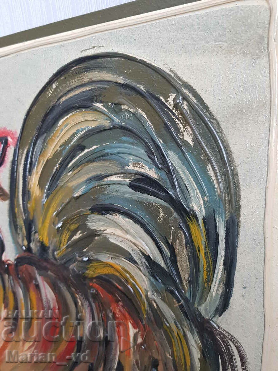 Auction  Relief picture painted with oil paints, signed