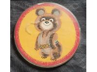 Plastic Russian Retro Badge - Misha the Bear