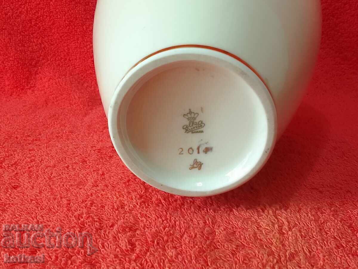 Old porcelain vase Alka Kunst white gold edges H-22 cm - 6