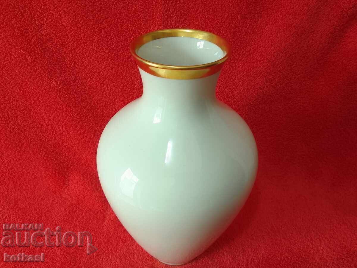 Old porcelain vase Alka Kunst white gold edges H-22 cm - 7
