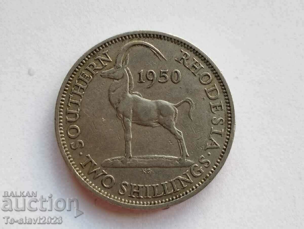 1950 Rhodesia de Sud 2 șilingi - monedă