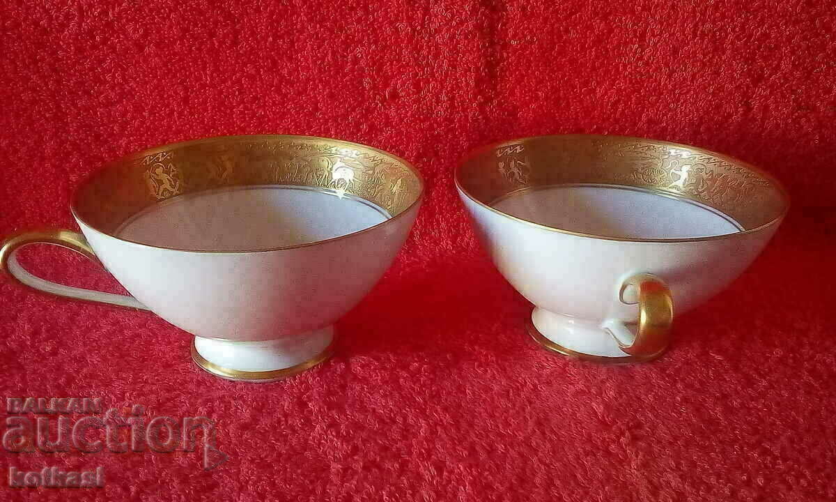 Lot of 2 porcelain cups tirschenreuth gilt rims