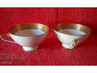 Lot of 2 porcelain cups tirschenreuth gilt rims