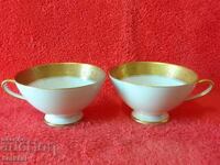 Lot of 2 porcelain cups tirschenreuth gilt rims