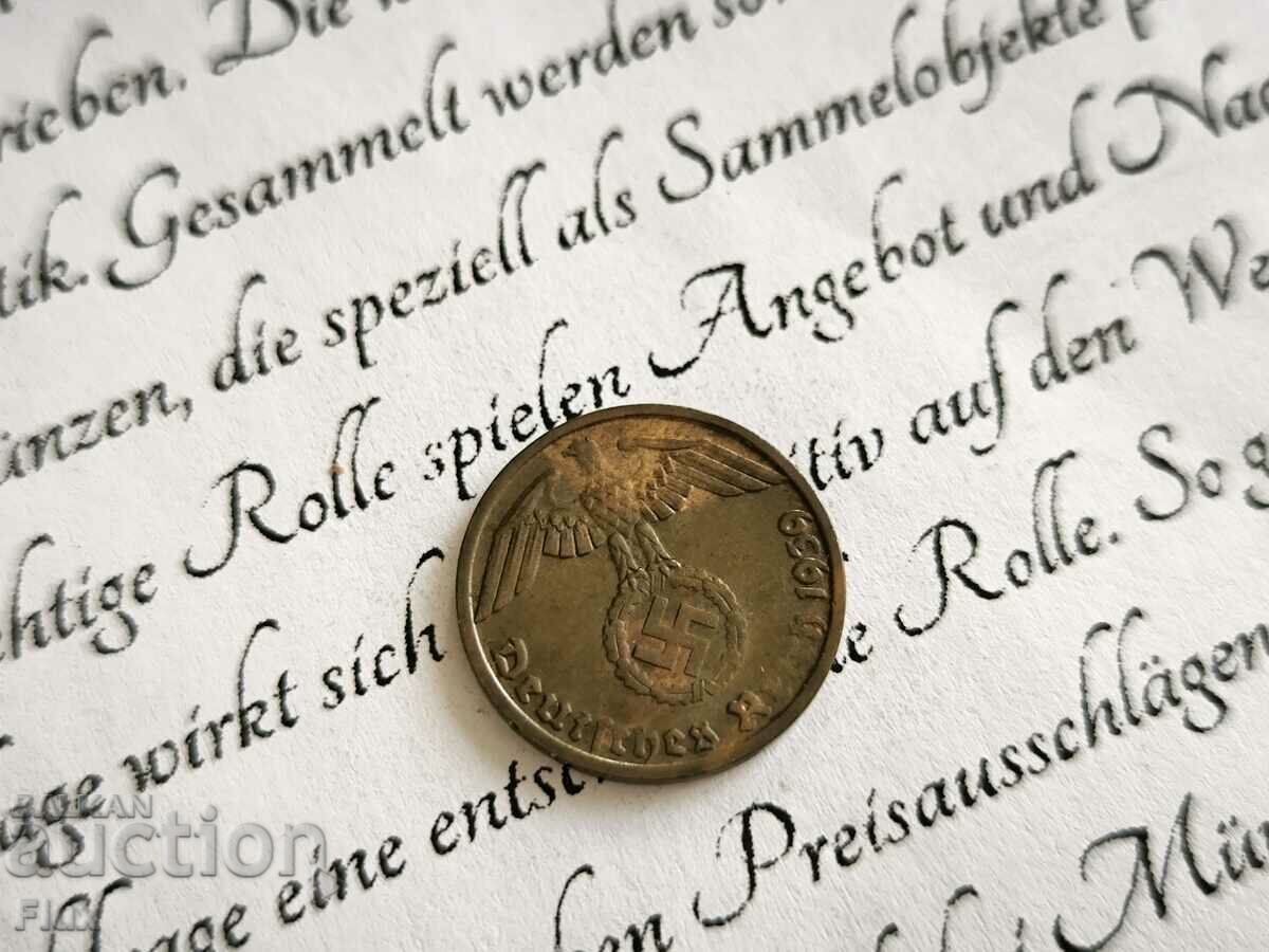 Auction Coin - Third Reich - Germany - 1 Pfennig | 1939; Series D Auction Coin - Third Reich - Germany - 1 Pfennig | 1939; Series D