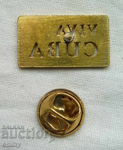 Rare Cuba metal die cut inscription badge with price 7.00 BGN | € 3.58 Rare Cuba metal die cut inscription badge with price 7.00 BGN | € 3.58