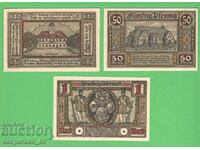 (¯`'•.¸NOTGELD (orașul Strasburg) 1921 UNC -3 buc. bancnote •'´¯)