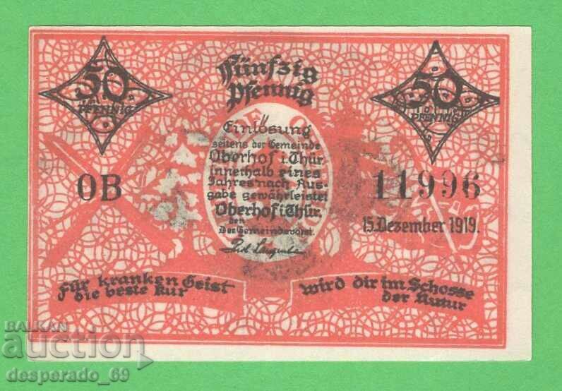(¯`'•.¸NOTGELD (city Oberhof) 1919 UNC -50 pfennig¸.•'´¯) with price 2.80 BGN | € 1.43 (¯`'•.¸NOTGELD (city Oberhof) 1919 UNC -50 pfennig¸.•'´¯) with price 2.80 BGN | € 1.43