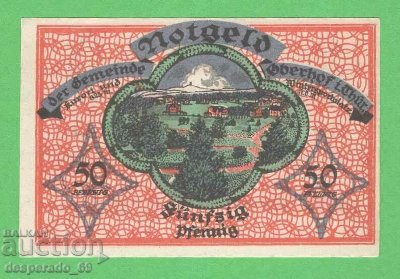 (¯`'•.¸NOTGELD (city Oberhof) 1919 UNC -50 pfennig¸.•'´¯)