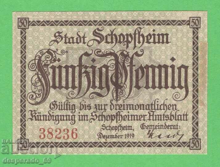 (¯`'•.¸NOTGELD (city Schopfheim) 1919 UNC -50 pfennig¸.•'´¯) with price 2.70 BGN | € 1.38 (¯`'•.¸NOTGELD (city Schopfheim) 1919 UNC -50 pfennig¸.•'´¯) with price 2.70 BGN | € 1.38