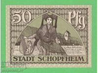 (¯`'•.¸NOTGELD (city Schopfheim) 1919 UNC -50 pfennig¸.•'´¯)