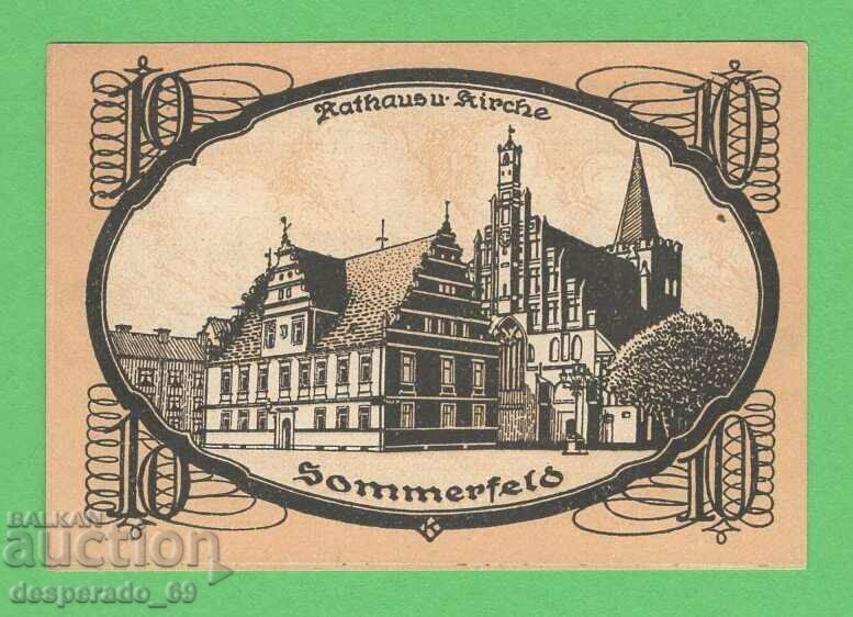 (¯`'•.¸NOTGELD (orașul Sommerfeld) 1920 UNC -10 pfennig¸.•'´¯)